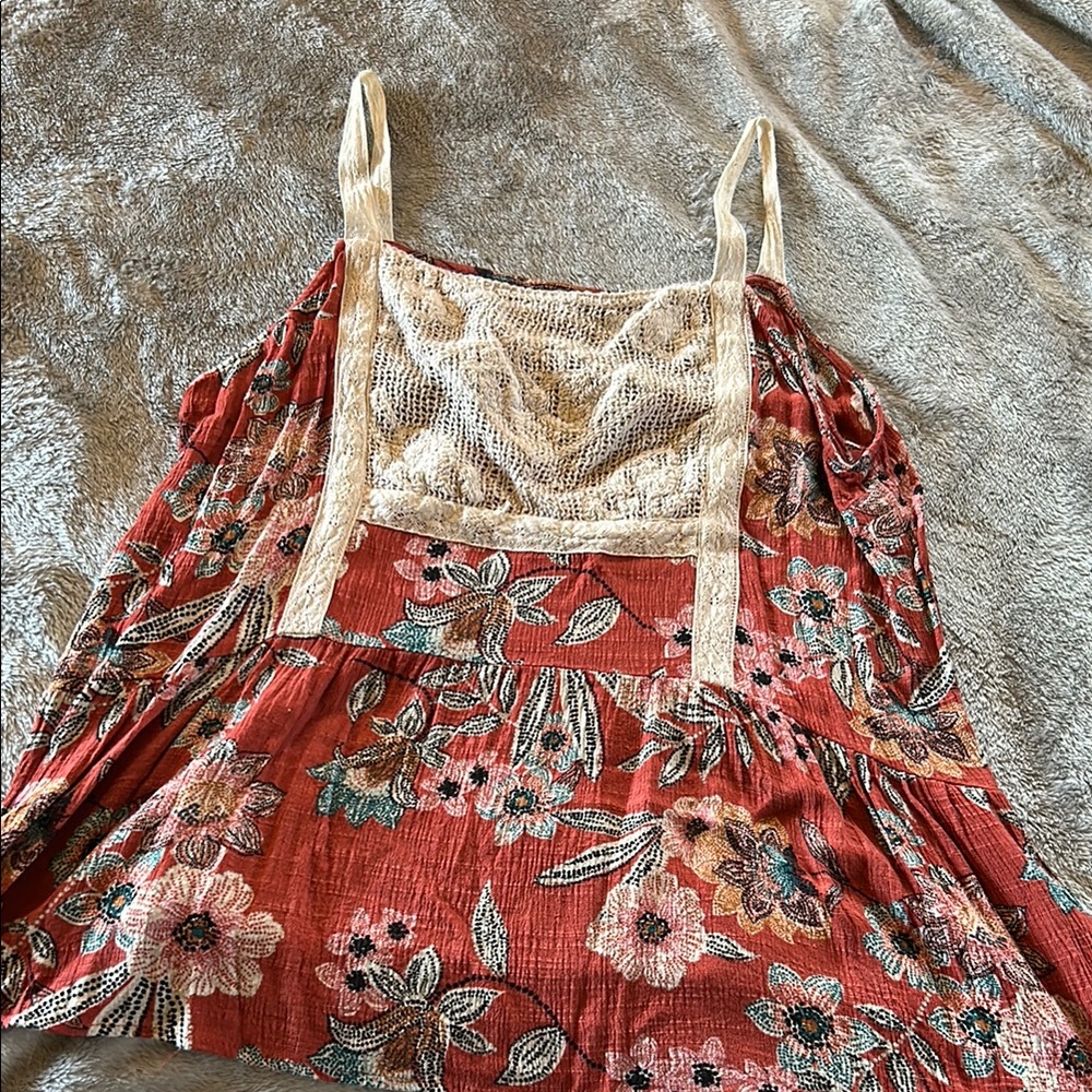 Floral Lace Trim Women's Top